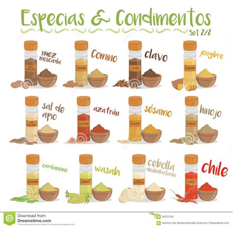 Sistema De 12 Diversos Especies Y Condimentos Culinarios ...