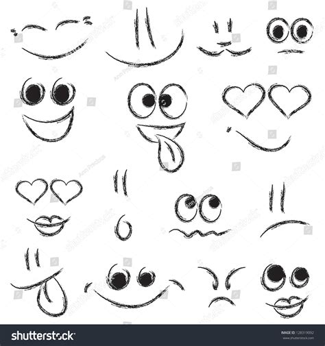 Sketches Smiley Faces Stock Vector 128319092   Shutterstock