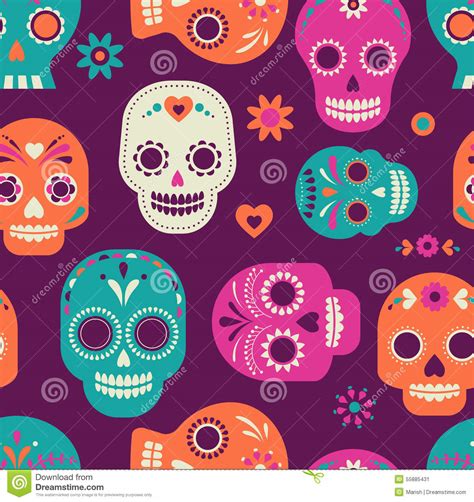 Skull Pattern, Mexican Day Of The Dead Stock Vector ...