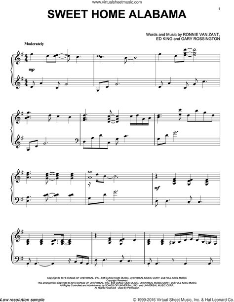 Skynyrd   Sweet Home Alabama,  intermediate  sheet music ...