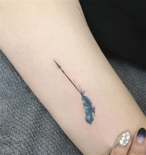 Small Arrow & Watercolor Feather | Best tattoo ideas & designs