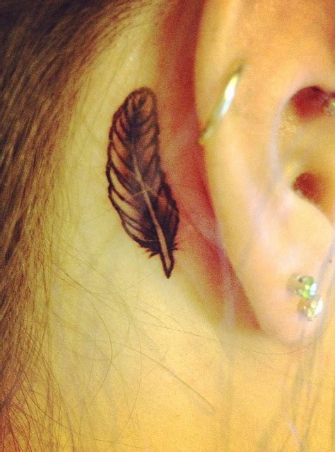 Small Feather Tattoo Behind Ear | Short Hairstyle 2013