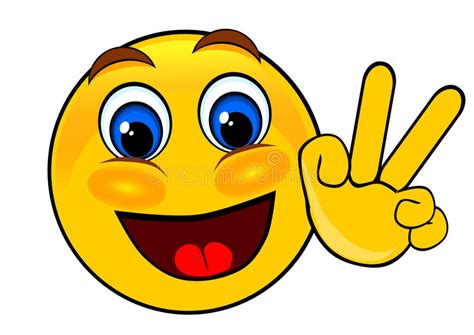 Smile emoticons peace hand stock illustration ...