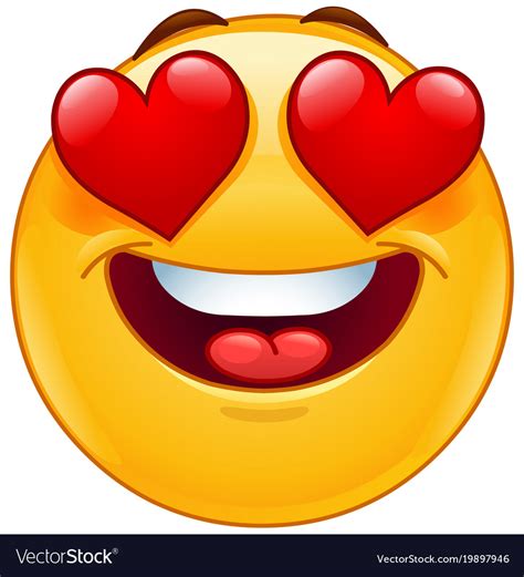 Smiling emoticon face with heart eyes Royalty Free Vector