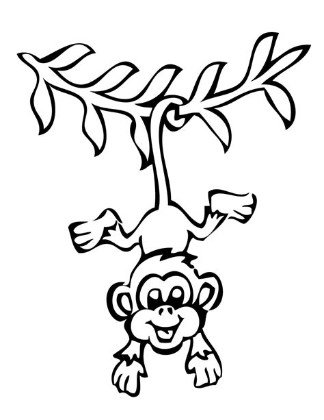 Smiling Hanging Monkey Coloring Page | H & M Coloring Pages