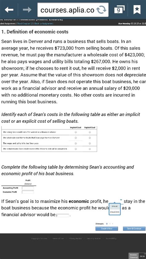 Solved: 1. Definition Of Economic Costs Sean Lives In Denv ...