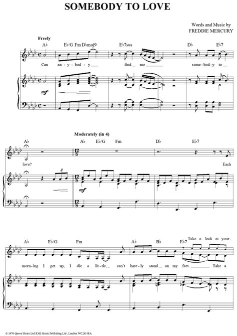 Somebody to Love Sheet Music   Music for Piano and More ...