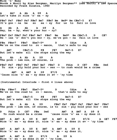 Song lyrics with guitar chords for Nice  n  Easy   Frank ...