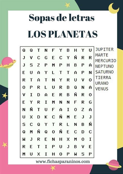 sopas de letras de los planetas del sistema solar para que ...