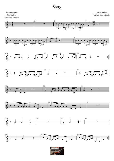 Sorry   Justin Bieber   Partitura para flauta | musica ...