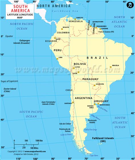 South American Lat Long Map | World History: Geography ...