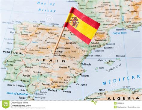 Spain flag on map stock photo. Image of concept, madrid ...