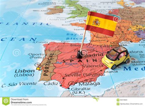 Spain Map, Flag And Car, Travel Concept Stock Photo ...