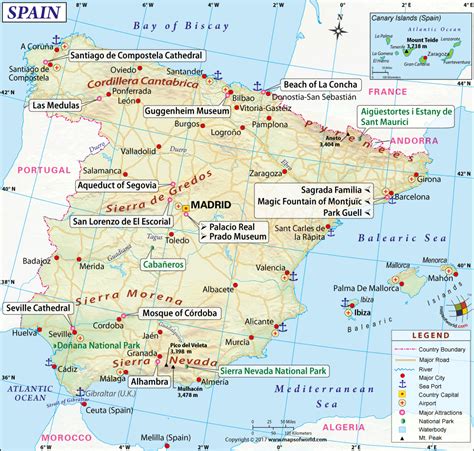 Spain Map, Printable and Detailed Map of Spain