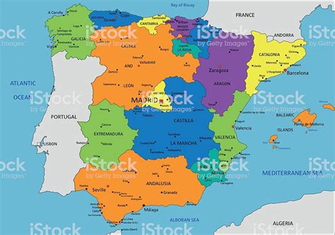 Spain Physcolorful Spain Political Map With Clearly ...