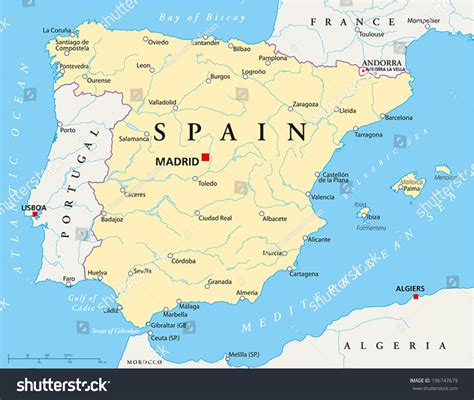 Spain Political Map Capital Madrid National Stock Vector ...