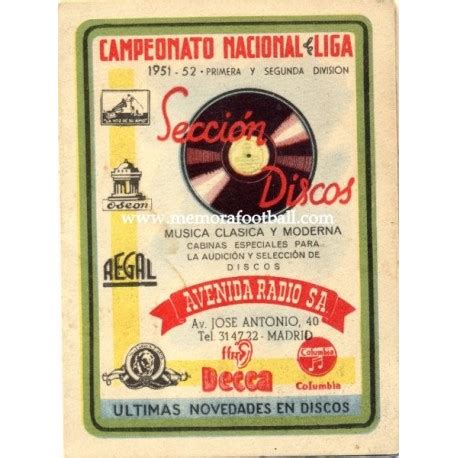 Spanish League 1ª & 2º Division 1951 1952 publicity ...
