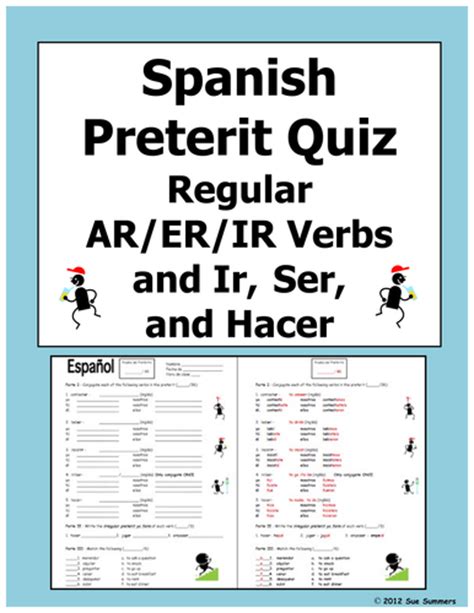 Spanish Preterit Verb Conjugation Quiz or Worksheet by ...