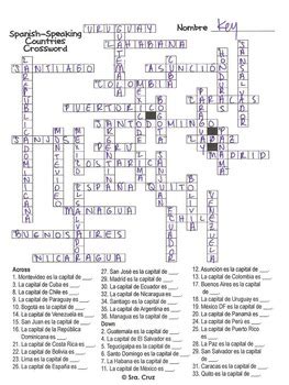 Spanish Speaking Countries and Capitals Crossword by Sra ...