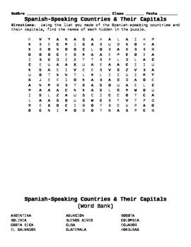 Spanish speaking Countries Word Search Related Keywords ...
