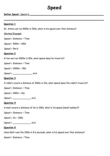 Speed Conversion Worksheets by bios444   UK Teaching ...