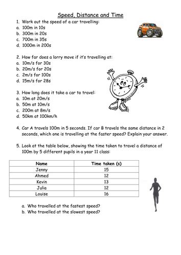 Speed, distance and time calculations by PinkHelen ...