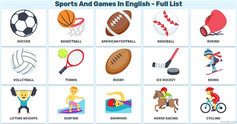 Sports and Games in English   Vocabulary of Sports English ...