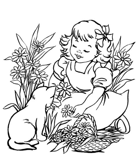 Spring Children and Fun Coloring Page 16   Spring Flowers ...
