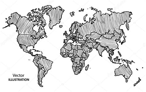 手绘世界地图与国家 — 图库矢量图像© CyrilJumps #61286273