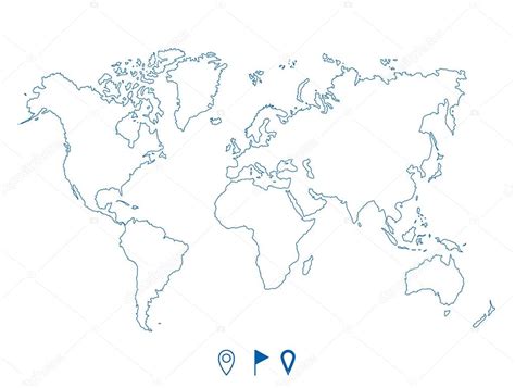 手绘世界地图轮廓简图图片
