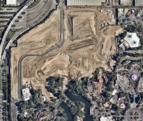 Star Wars Land construction aerial photo at Disneyland ...