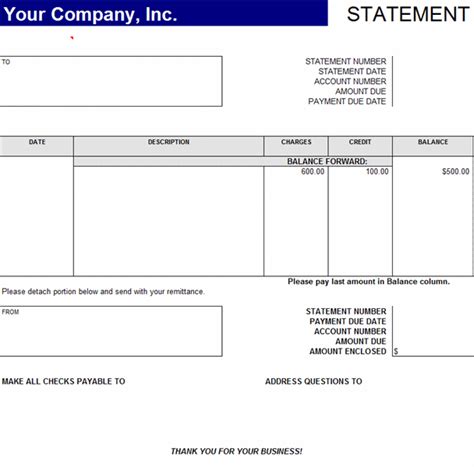 Statement Of Account Statements Templates