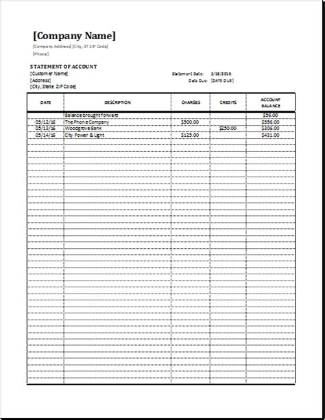 Statement of Account Template EXCEL | Word & Excel Templates