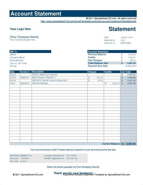 Statement Of Account Template.Sample Statement Of Account ...