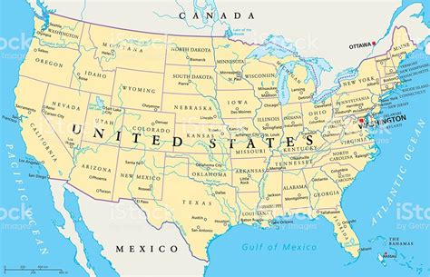 Stati Uniti Damerica Mappa Politica   Immagini vettoriali ...