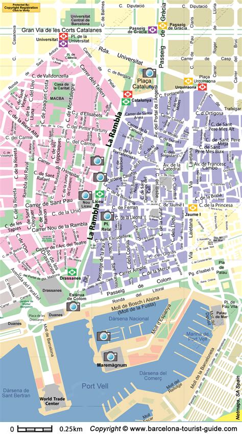 Street Map of Las Ramblas in Barcelona