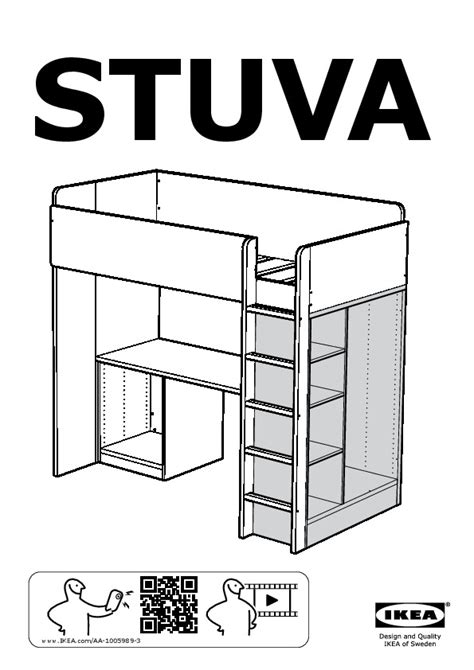STUVA Loft bed combo w 4 drawers/2 doors white, blue  IKEA ...