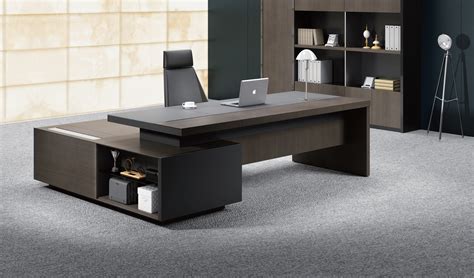 Stylish Larry Office Table In Wood & Leather: Boss s Cabin