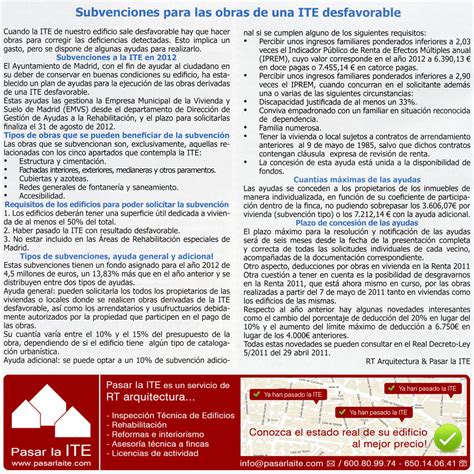 Subvenciones para las obras de una ITE desfavorable   RT ...