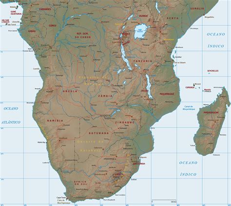 Sul da África   Mapa Físico