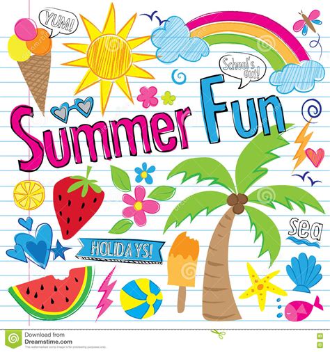 Summer Fun Doodles  vector  Stock Illustration ...
