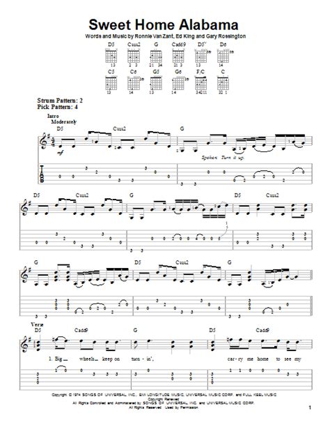 Sweet Home Alabama sheet music by Lynyrd Skynyrd  Easy ...