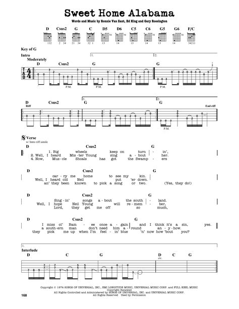 Sweet Home Alabama sheet music by Lynyrd Skynyrd  Guitar ...