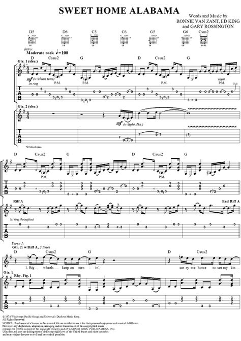 Sweet Home Alabama Sheet Music   Music for Piano and More ...