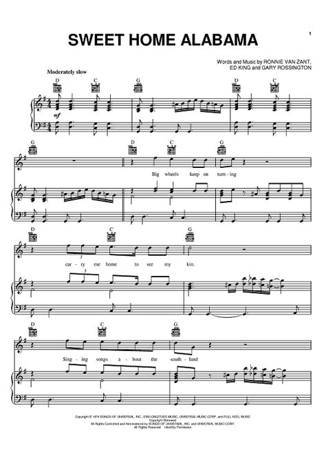 Sweet Home Alabama Sheet Music   Music for Piano and More ...