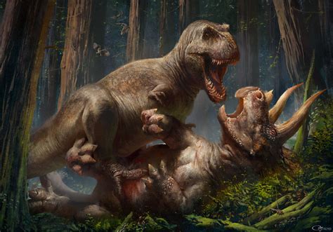 T. rex vs Triceratops  by arvalis on DeviantArt