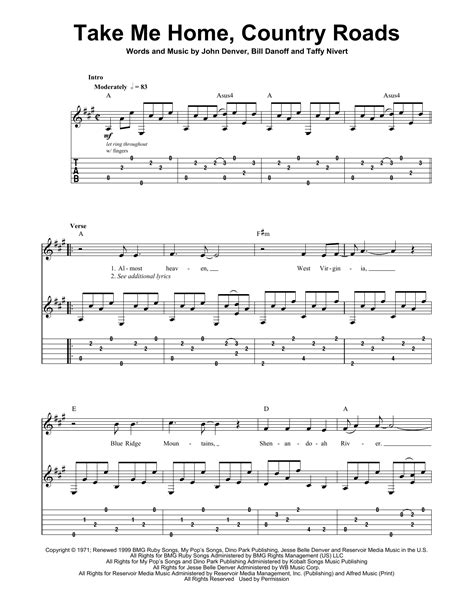 Take Me Home, Country Roads | Sheet Music Direct