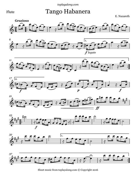 Tango Habanera by Nazareth. Free sheet music for flute ...