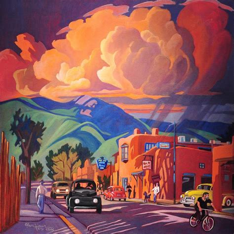 Taos Inn Monsoon Painting by Art James West