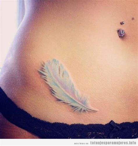 Tatuaje mujer, pluma realista en cadera | tatuajes ...